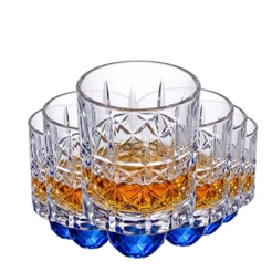 Copo Base Bolinha Azul, Jogo de Copos de Vidro Resistente Whisky 280ml, 6 pçs – Ruvolo