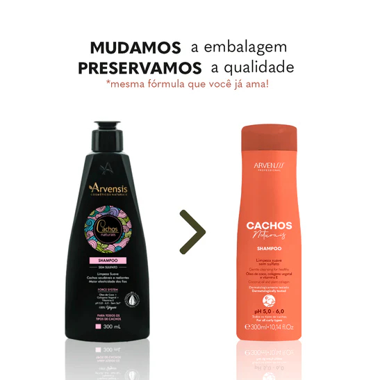 Shampoo Cachos Naturais Sem Sulfato Arvensis 300ml — imagem 2 de 2