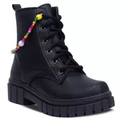 Bota Infantil Feminina Menina Nº 28 Ao 36 Botinha Tratorada Coturno Com Pulseira 09.06j