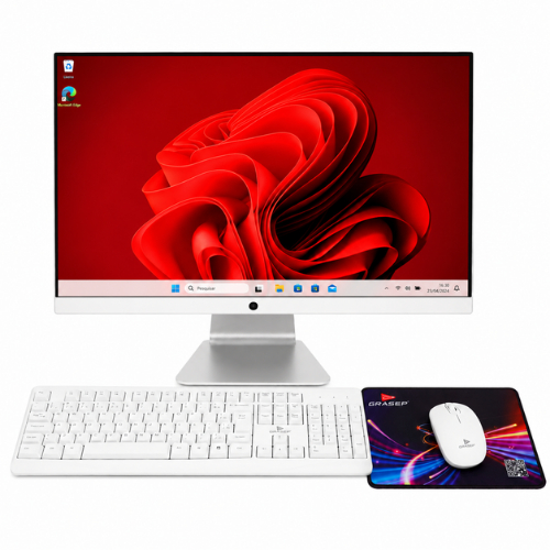 Computador All In One 23,8" Full HD i7 16GB RAM SSD 512GB Full HD Bluetooth  Webcam Branco Slim