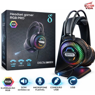 Headset Gamer 7.1 Surround Rgb Delta-f7140 Com Microfone Para Pc E Console