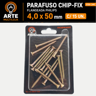Parafuso Chip Fix Flangeado Philips -  Encartelado - Várias Medidas - Arte Multiloja