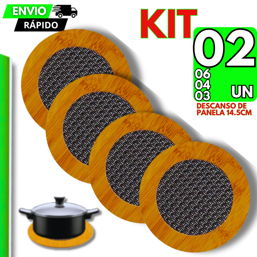 6/4/3/2 un - Descanso de Panela MDF Antiderrapante Apoio Panela Quente Proteção Mesa Cozinha Alta Temperatura
