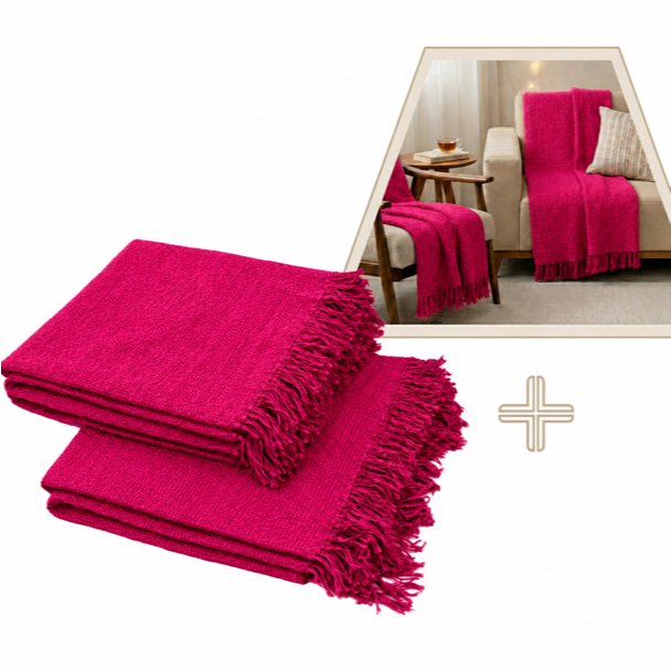 Kit 2 Mantas Para Sofá Grande Luxo 21 x120 Algodão Decorativa Luxo
