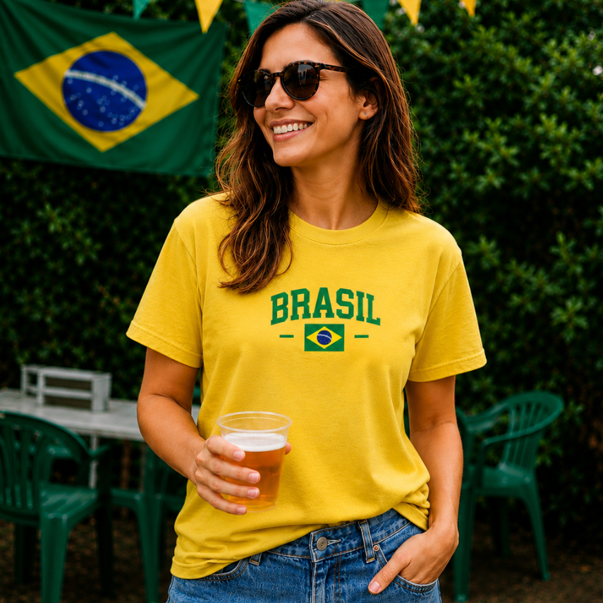 Camiseta Brasil Feminina Blusa Copa Do Mundo Torcedora Seleção Brasileira Tshirt Estilosa Casual