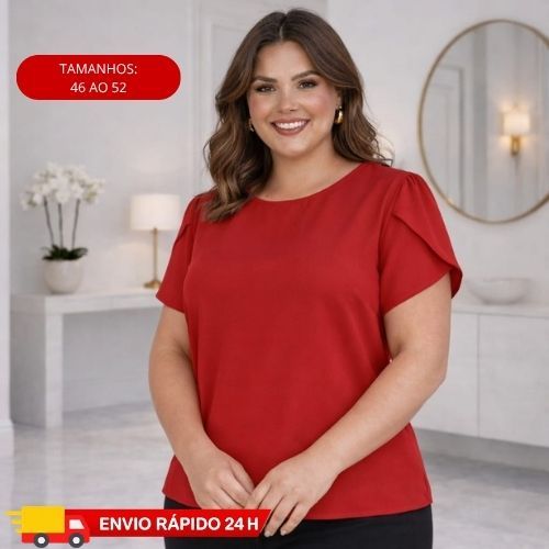Blusa Feminina Tendência Estilosa Casual Social Soltinha Plus Size