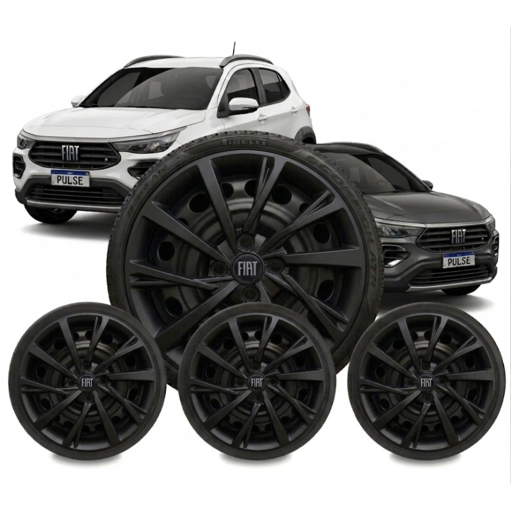 Calota Aro 15 Preto Fosco Para Fiat Pulse Argo Cronos Palio Punto