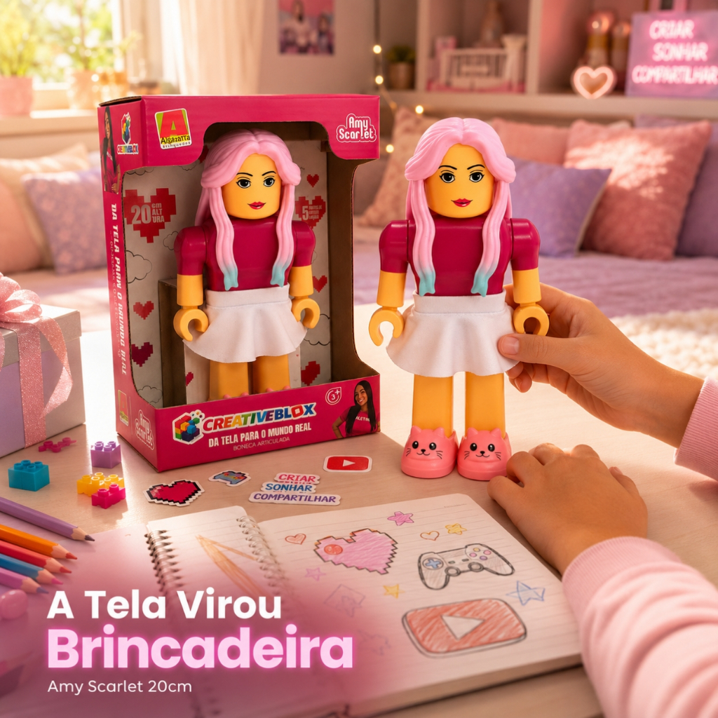 Boneca Amy Scarlet 20cm Oficial Articulada CreativeBlox Gamer Youtuber Blox Royale Menina · foto 2