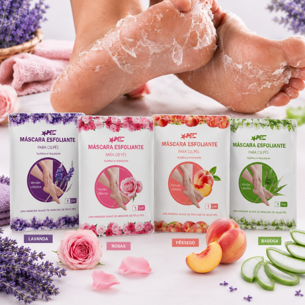 Meias Esfoliantes Para Pés Máscara Para Remover Pele Morta Nutritivo e Hidratante Poderosa