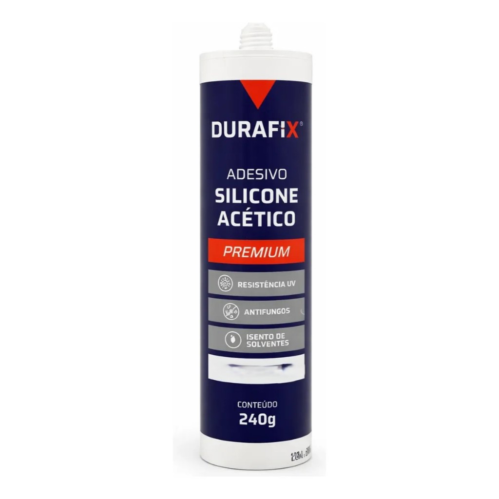 Silicone Adesivo Acético Durafix 240g Incolor - Preto - Branco  Alta Resistência UV Acabamento Perfeito