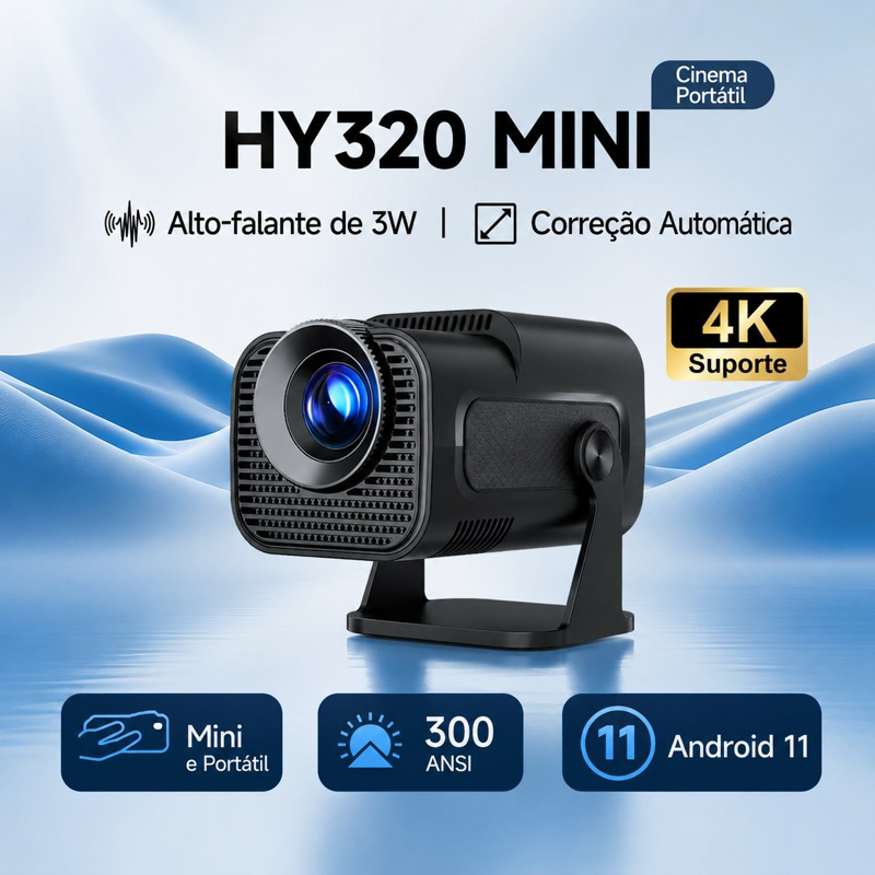 Projetor HY320 Mini 4K Android Wi-Fi Bluetooth HDMI Cinema Portátil Copa do Mundo