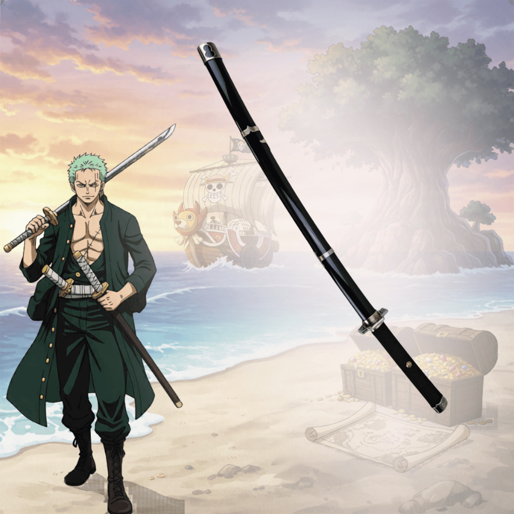 Katana Yubashiri Zoro One Piece Bambu Sem Corte Cosplay Com Suporte de Mesa