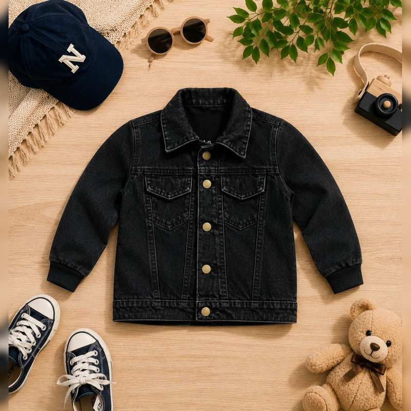JAQUETA INFANTIL MENINOS JEANS COM MANGA DE MOLETON MENINOS