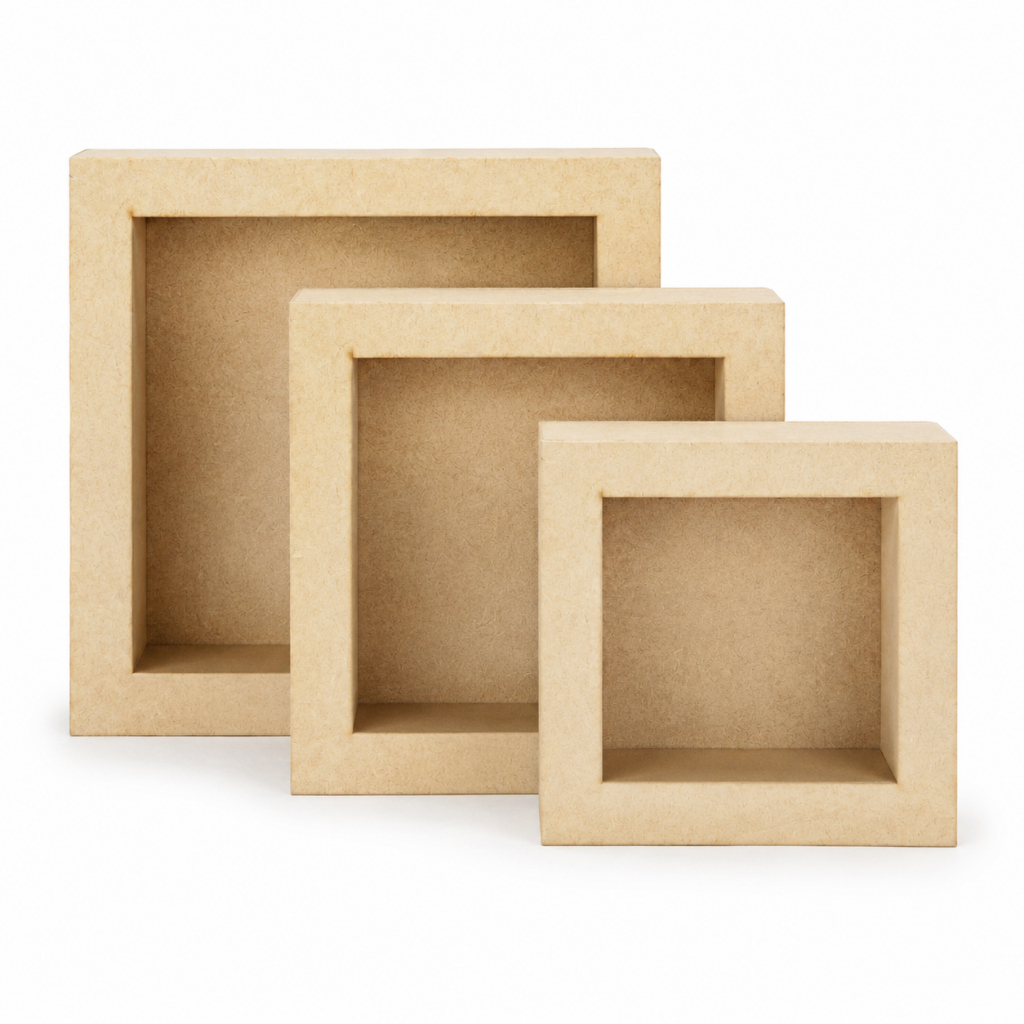 Kit 3 Nichos Decorativos MDF Cru Parede Sala Quarto Organização Decoração Artesanato