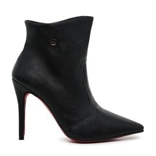 Bota Feminina Preta Cano Médio Salto Fino Elegante com Zíper Lateral Moda Inverno Confortável