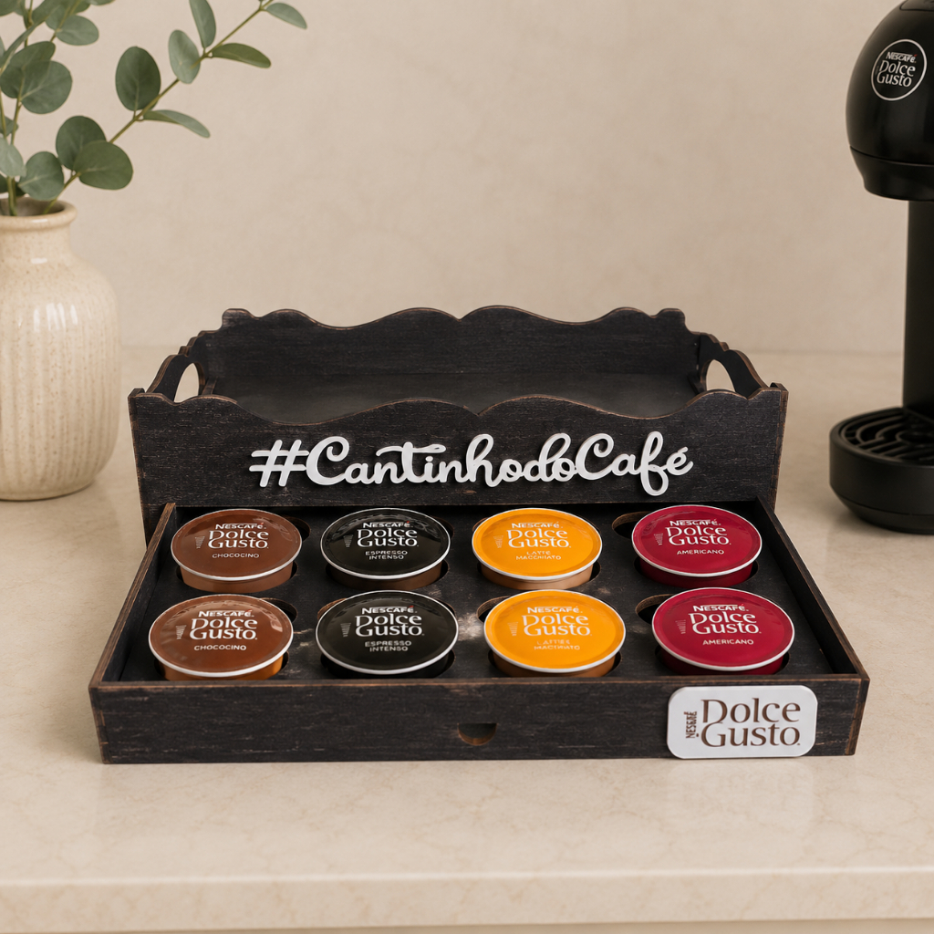 Bandeja Porta Máquina Cafeteira E Porta Capsulas Café DolceGusto Com Gaveta Organizador