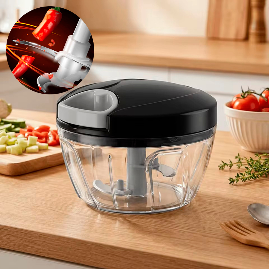 Mini Processador Manual Cortador De Temperos Legumes Frutas Alho 500ml