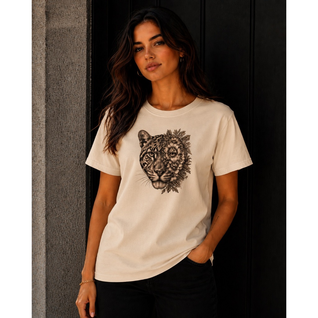 Camiseta 100% Algodão Feminina Onça Tshirt Feminina Blogueira Estilosa Estampada Premium Blusa Feminina Streetwear