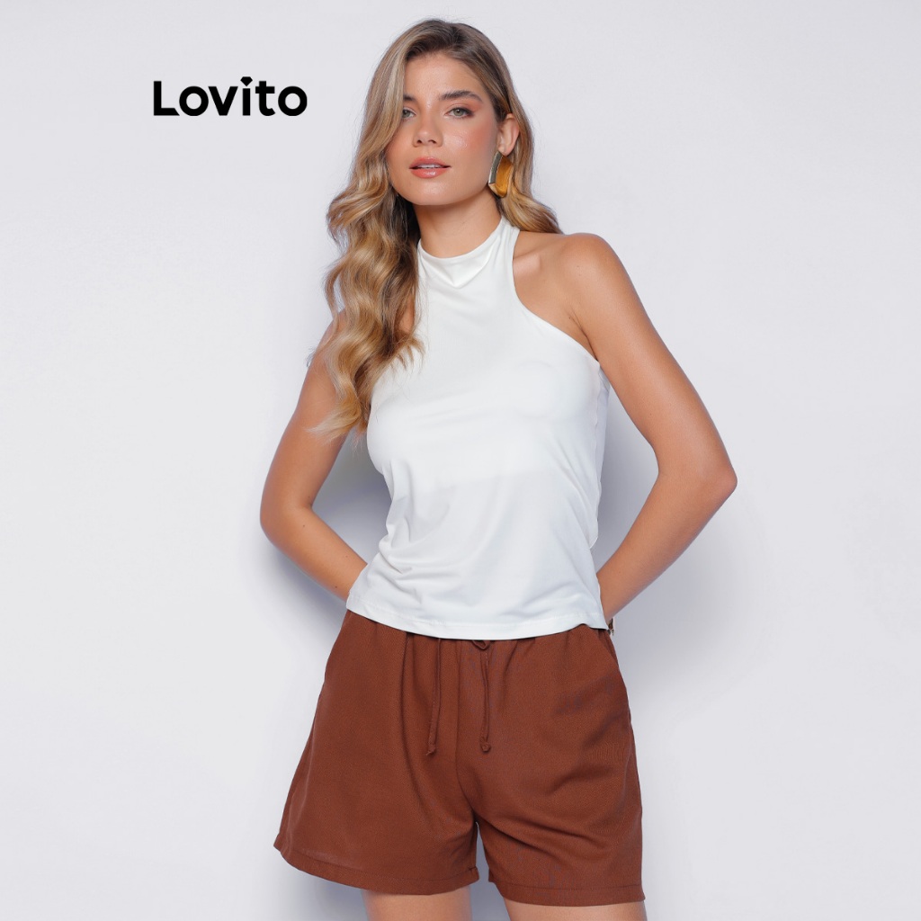 Lovito Blusa Casual Gola Alta Feminina TKB971BRL1001