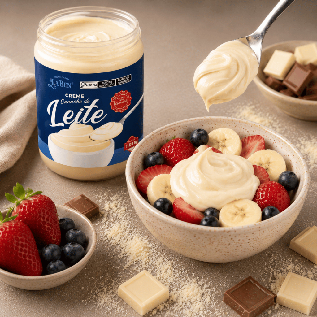 Creme de Leite La Ben 350 gramas - Creme chocolate branco - Doces no pote tipo Ganache, chocolate branco cremoso — imagem 2 de 2