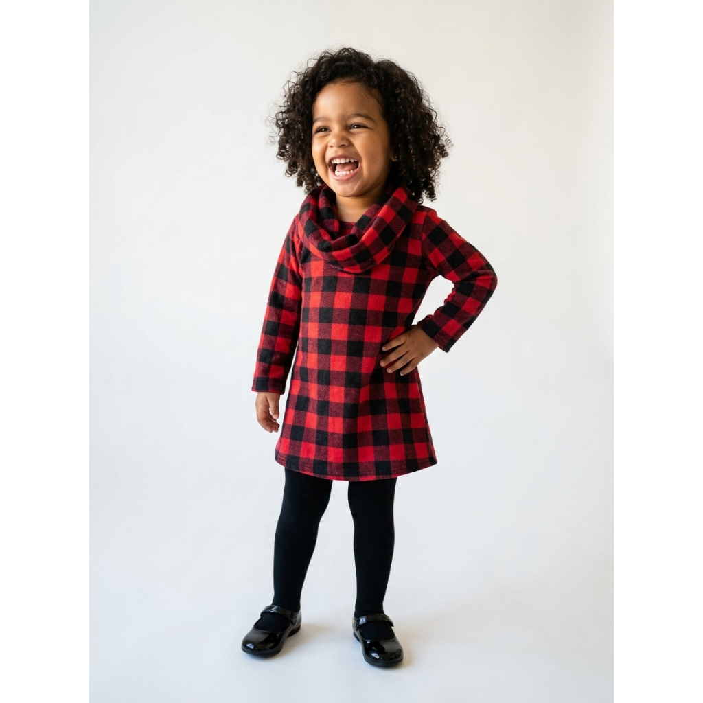 Vestido com Cachecol  Festa Junina Xadrez Flanelado Infantil Menina QUADRILHA ARRAIAL