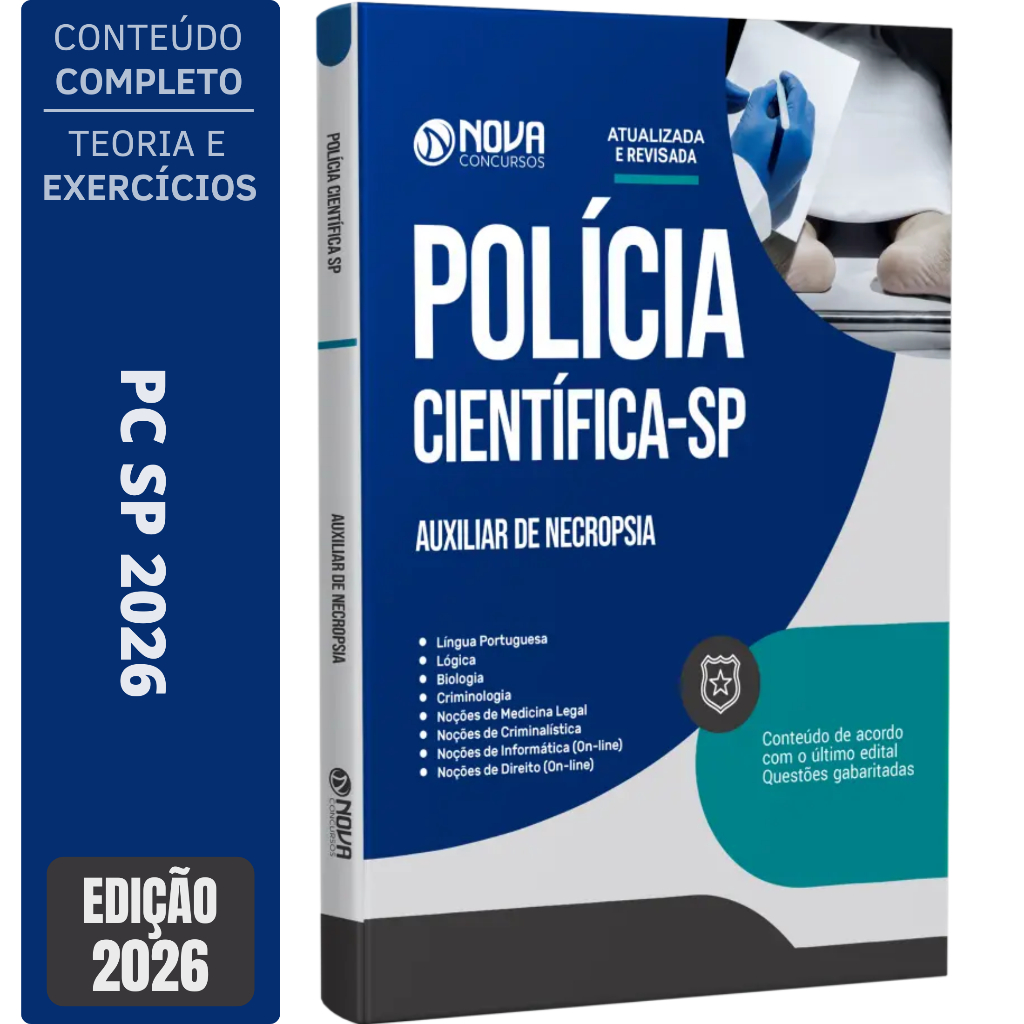 Imagem Apostila Concurso PC SP 2026 - Auxiliar De Necrópsia