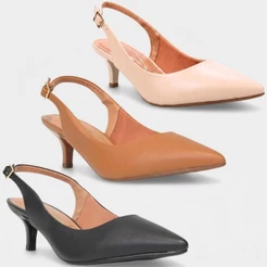 Scarpin Vizzano Slingback Bico Fino Salto Baixo