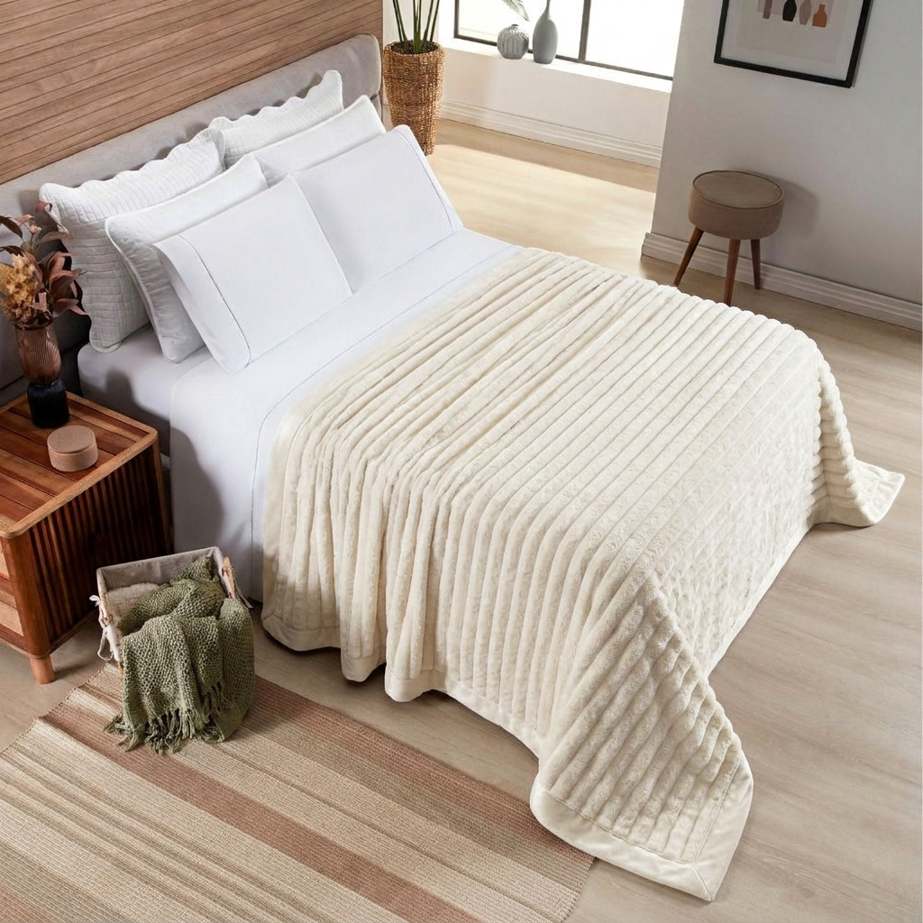 Cobertor Manta Flannel Canelado 2,20mx2,40m Itália 300g/m² · foto 2