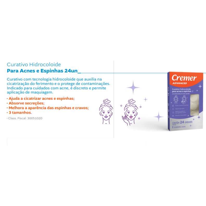 Detalhes do KIT 3 Curativo Adesivo Hidrocoloide Acnes e Espinhas Cremer