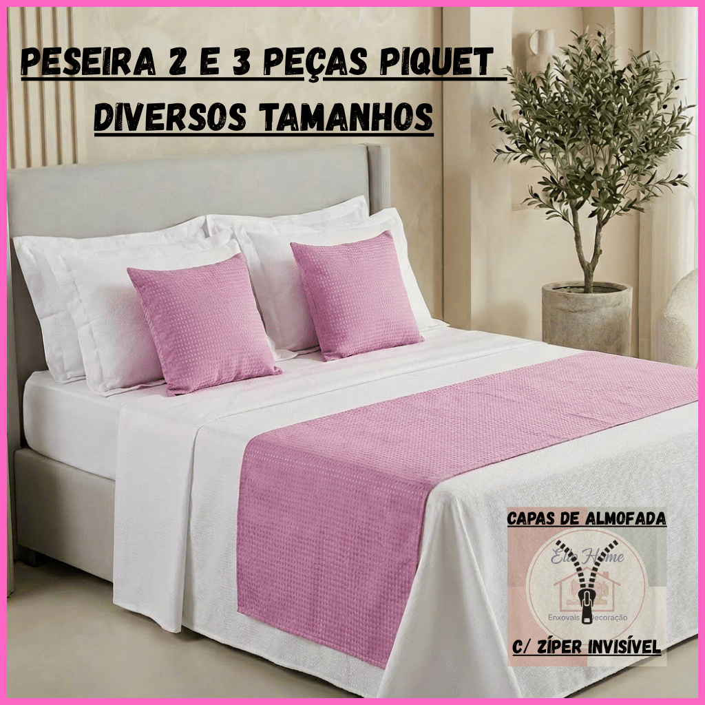 Peseira + 2 Capas Kit Piquet | Solteiro / Casal/ Queen/ King/ Super King Elegância e Conforto!
