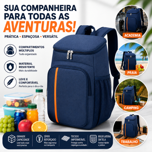 Mochila Térmica Cooler Impermeável Bolsa Marmita Alimentos Bebidas Praia Academia Camping Viagem Fitness Trabalho
