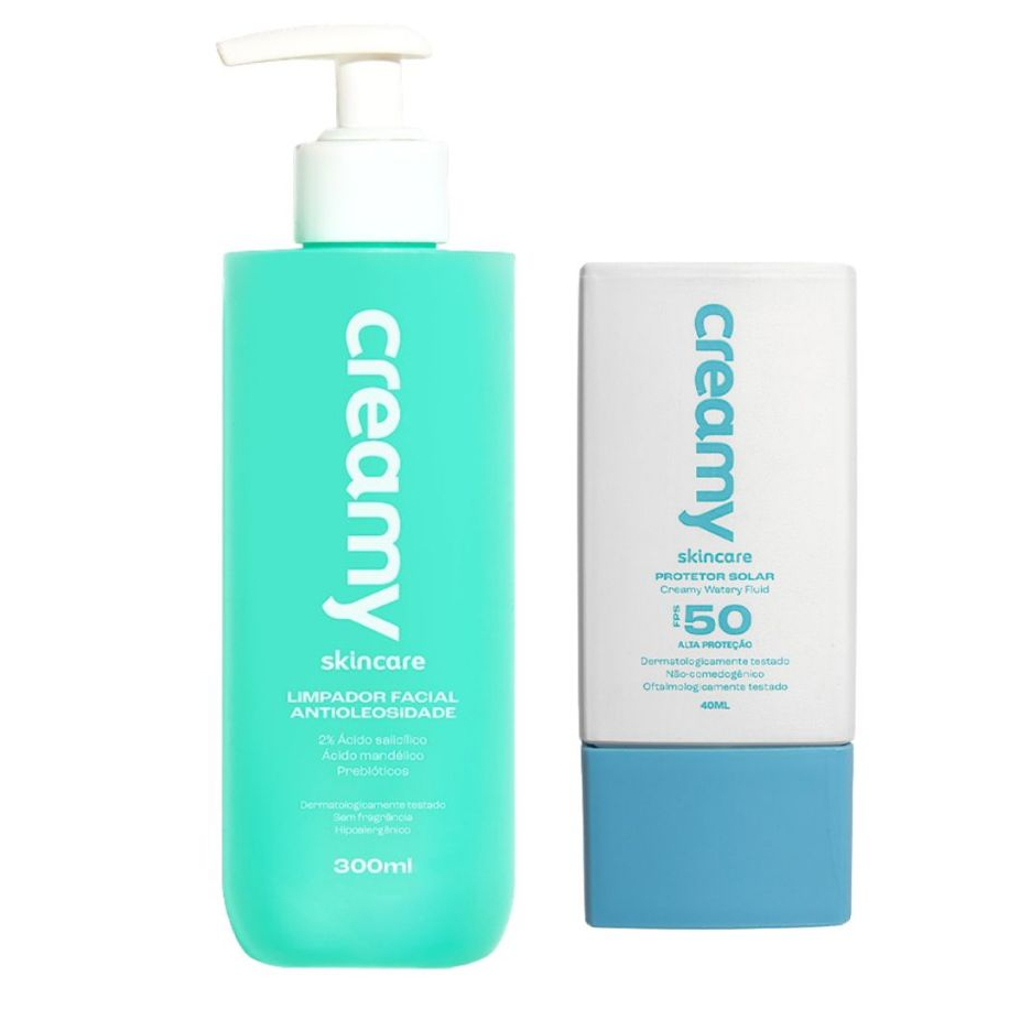 Kit Duo Protetor Solar Watery Fluid FPS 50 + Limpador Antioleosidade