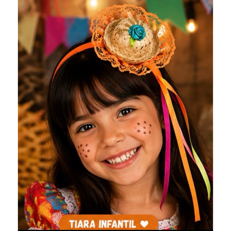 Arco Junino chapéu de Palha Maria Bonita Tiara enfeite Junina Junino Feminina Menina  São João Festa Arraial Caipirinha