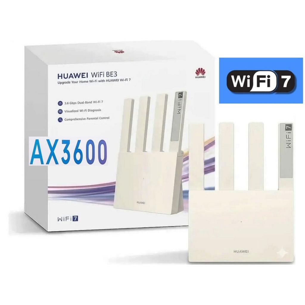 Roteador Huawei BE3 WiFi 7 Dual-Band 3.6 Gbps Super Rápido 4 Portas Ethernet Gigabit