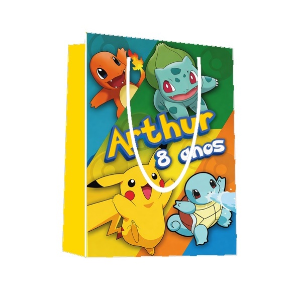 Sacolinha Pokemon Personalizada para Aniversário/ Lembrancinha Festa Infantil / Qualquer nome e idade