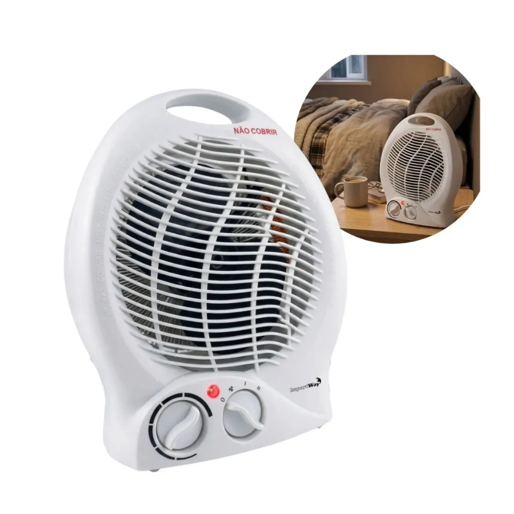 Aquecedor Elétrico Ventilador Ar Quente Portátil Branco 220v ou 127v