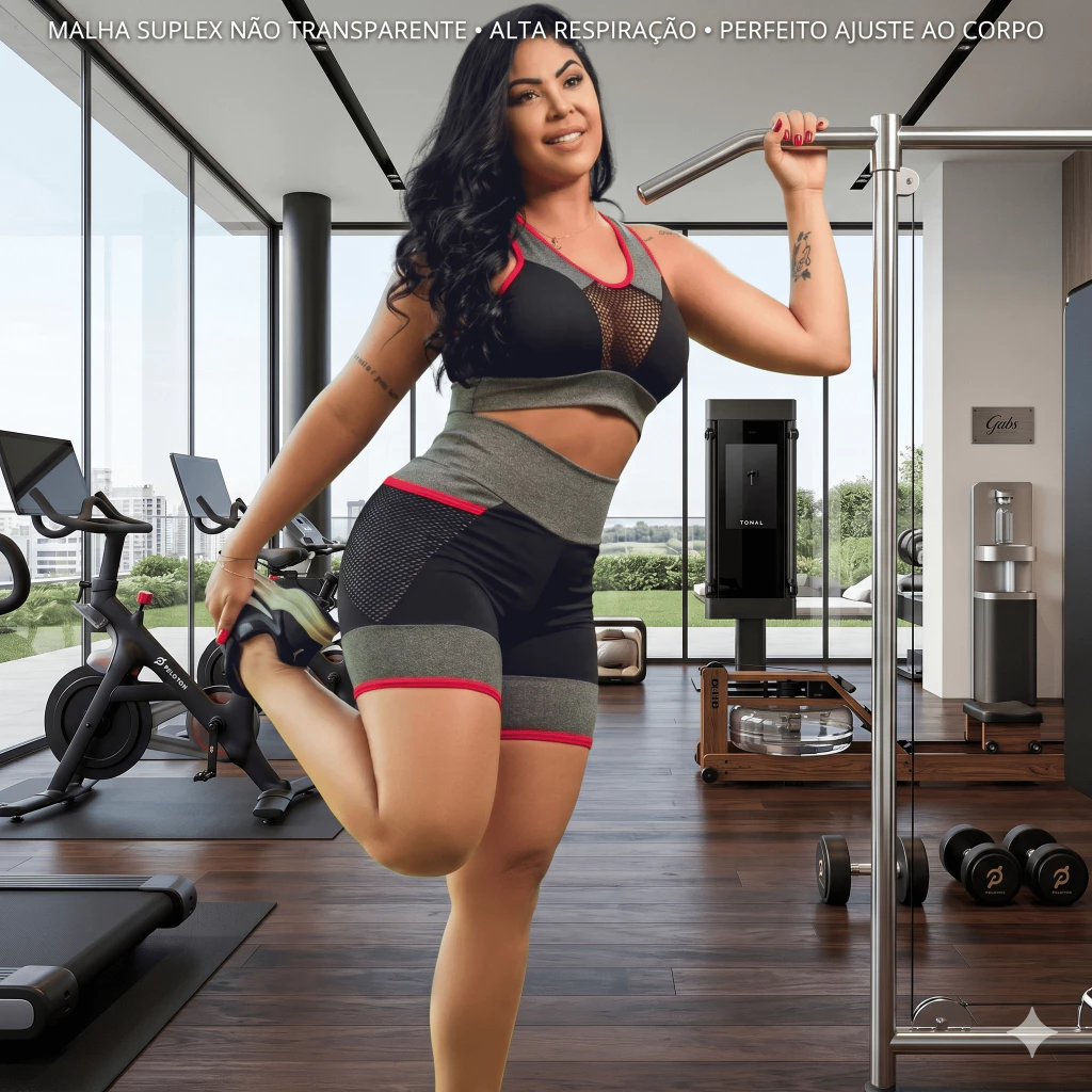 Kit Academia Feminino Top E Short Feminina Fitness