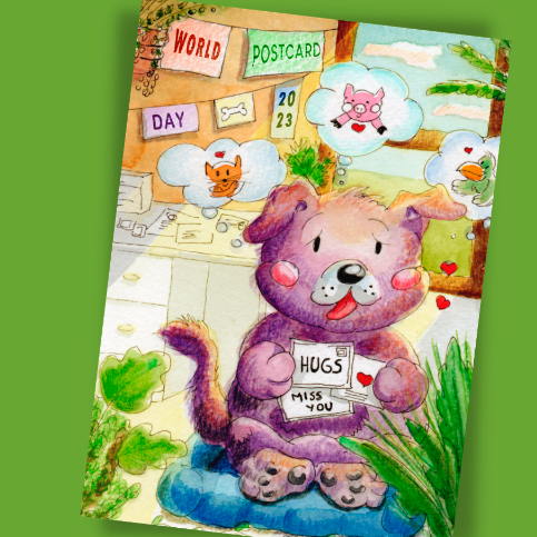 kit com 10 Cartões Postais [Dia Mundial do Postal Abraços]  Presente Decorativo Correspondências