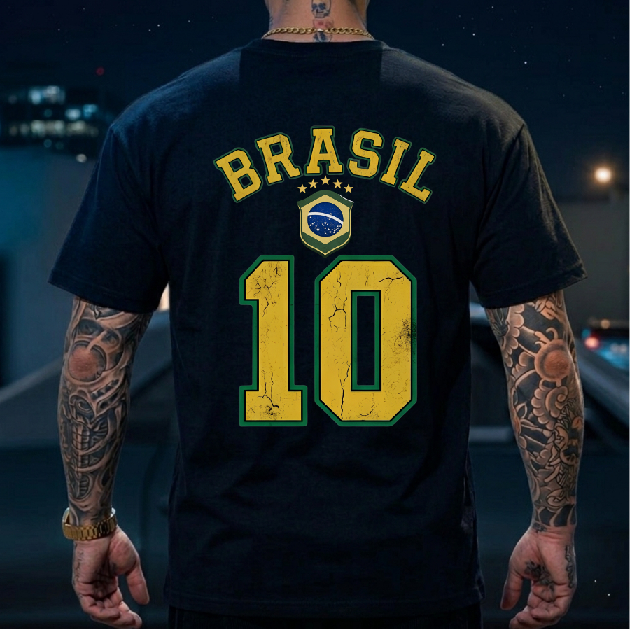 Camiseta Unissex Estampada Minimalista Streetwear "Seleção Brasileira" 100% Algodão Camisa Premium