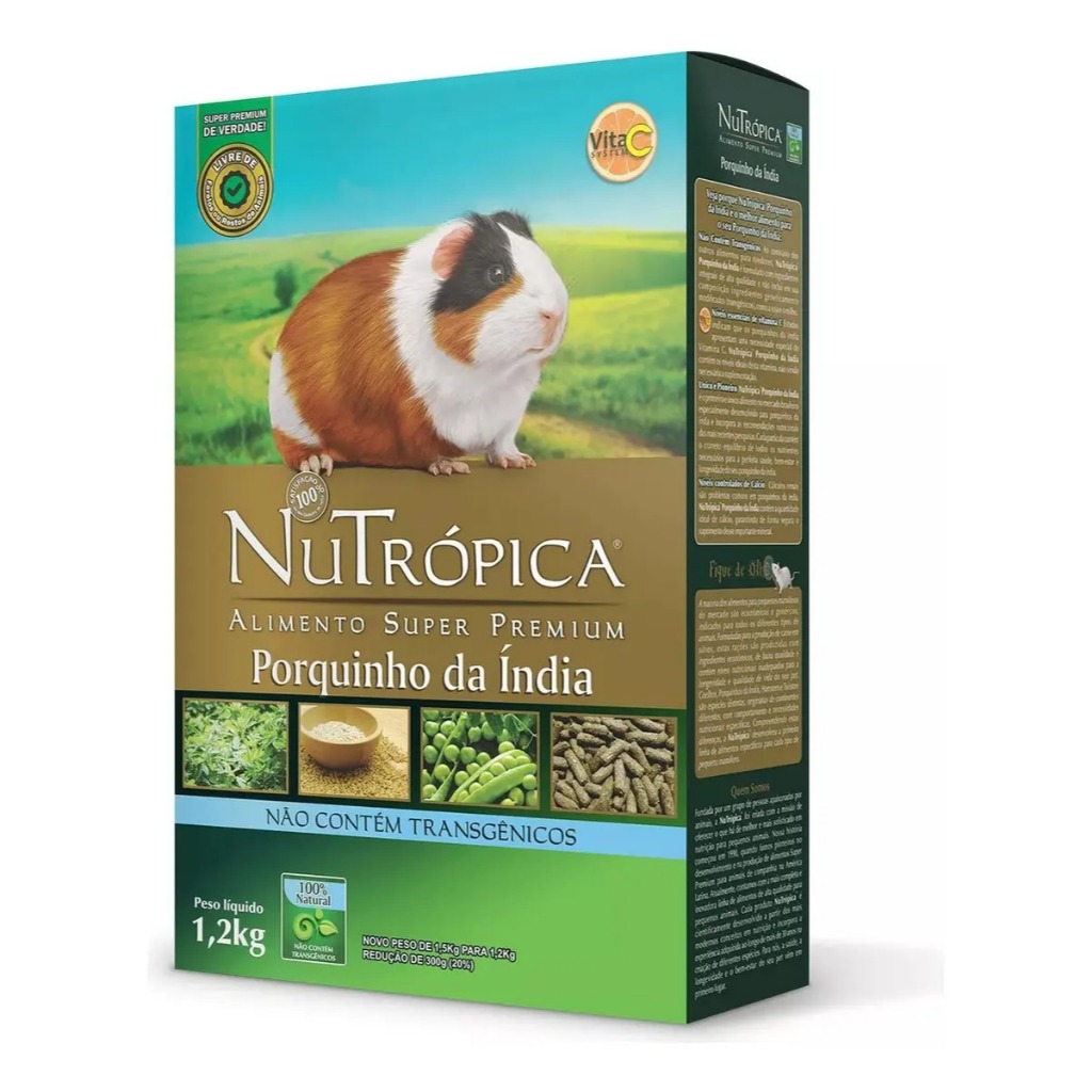 Ração Nutrópica Porquinho da Índia natural opção 500g e 1,2kg