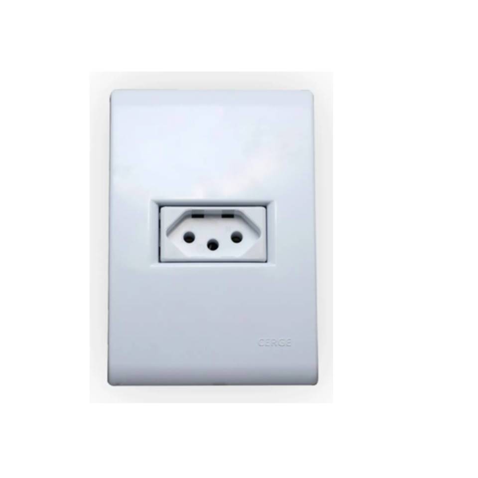 Tomada Simples ~Tomada com placa ~ Tomada 10a ~ 1 unidade tomada Cerge