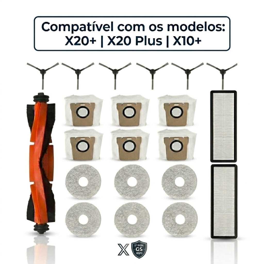 kit Acessórios Robô Aspirador Xiaomi Compatível X20+ x20 Plus / X10+ Envio Imediato