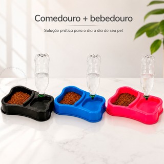 Comedouro Duplo Anti Formiga Bebedouro 1 ou 2 Unidades Suporte Garrafa Cuidado Pet Automá…
