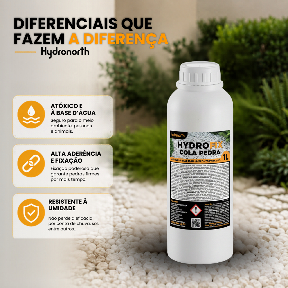 Cola Pedra 1L Hydrofix Hydronorth Fixador de Pedras Naturais Transparente Revestimentos Decorativos · foto 2