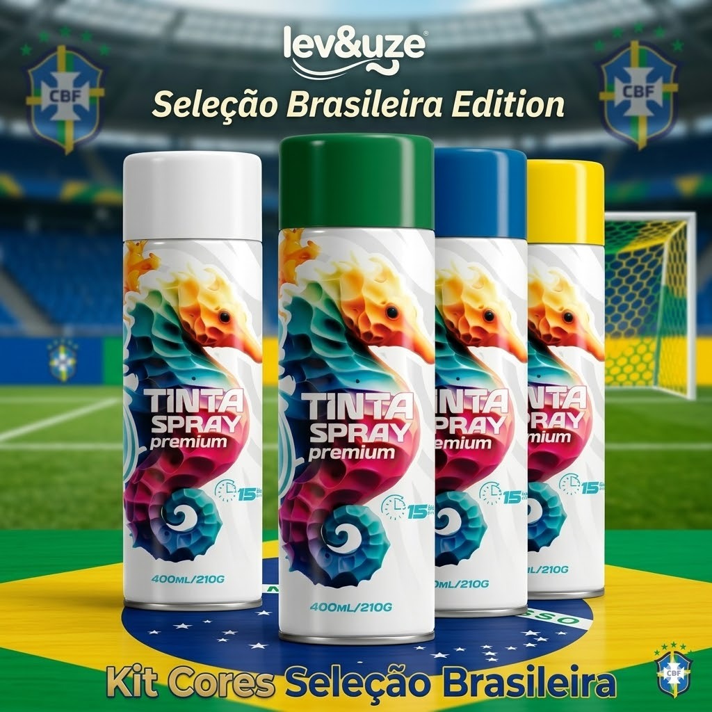Tinta spray automotivo 400ml especial para pintura kit completo 4 cores da copa seleção brasileira
