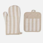 Kit Luva + Pegador Listrado bege - Jolitex Ternille