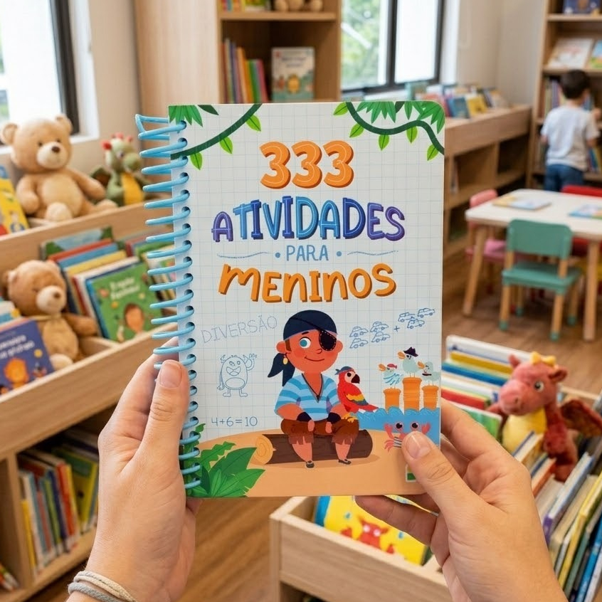 333 Atividades para Meninos Edição Premium Espiral Caderno Educativo com Jogos e Passatempos
