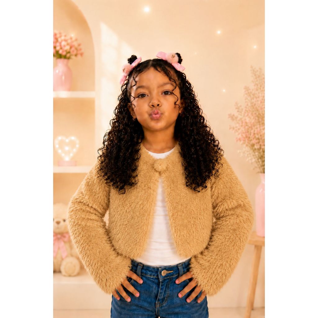 Casaco Luxo Pelúcia Infantil Feminino Bolero