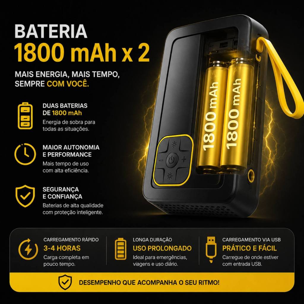 Compressor De Ar Com Bateria Recarregável Com Lanterna De LED