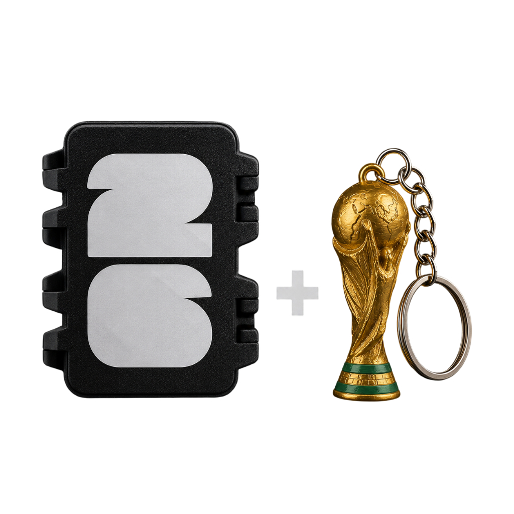 Kit Caixa Organizadora Figurinhas Copa 2026 Case Estojo Troca Coleção Album da Copa + Chaveiro Taça